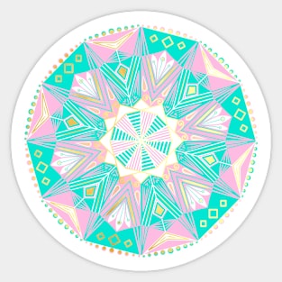 Mandala pink mint white gold Sticker